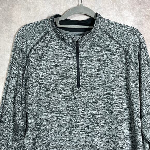 Under Armour Shirt Mens Size 2XL Gray Quarter Zip Pullover HeatGear Loose Fit - Picture 2 of 11